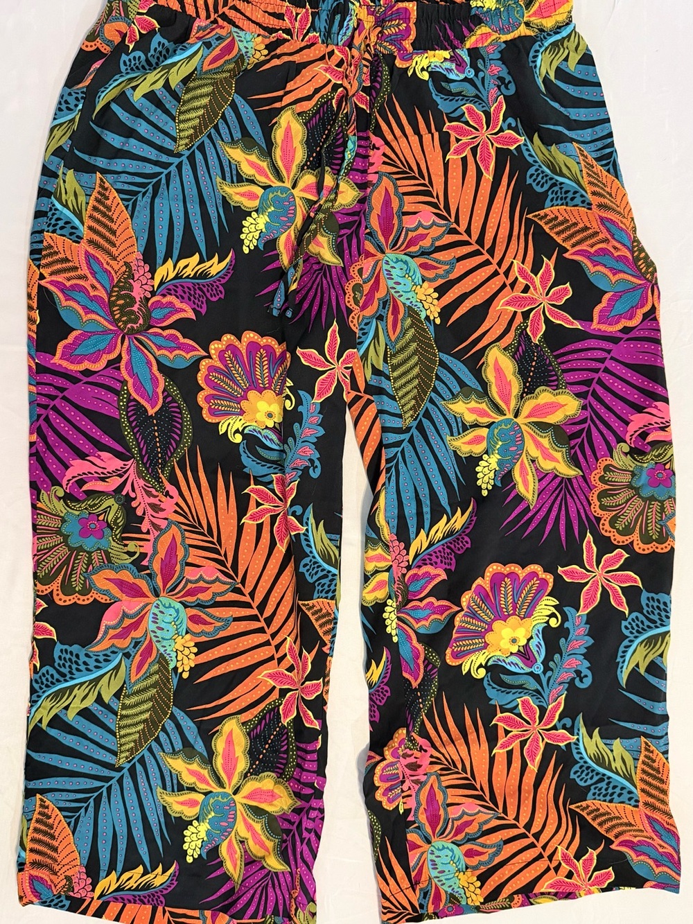 Philosophy Women’s 1X Multicolor Tropical Floral Wide-Leg Cropped Pants